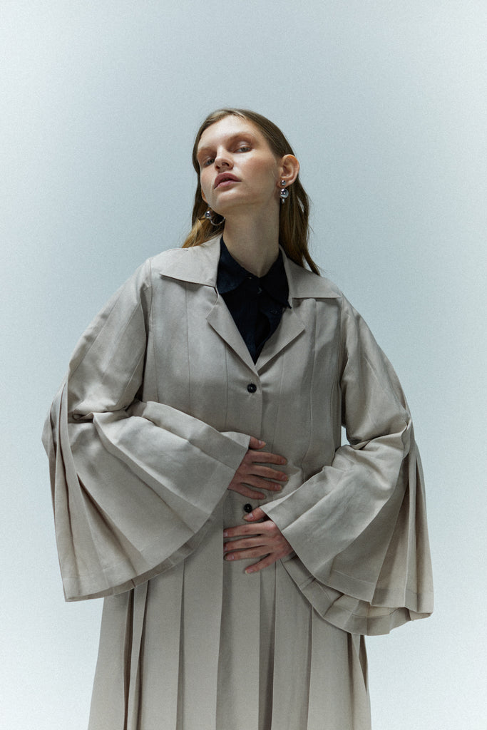 Pleated Linen Coat