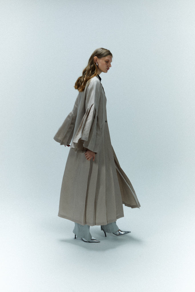 Pleated Linen Coat