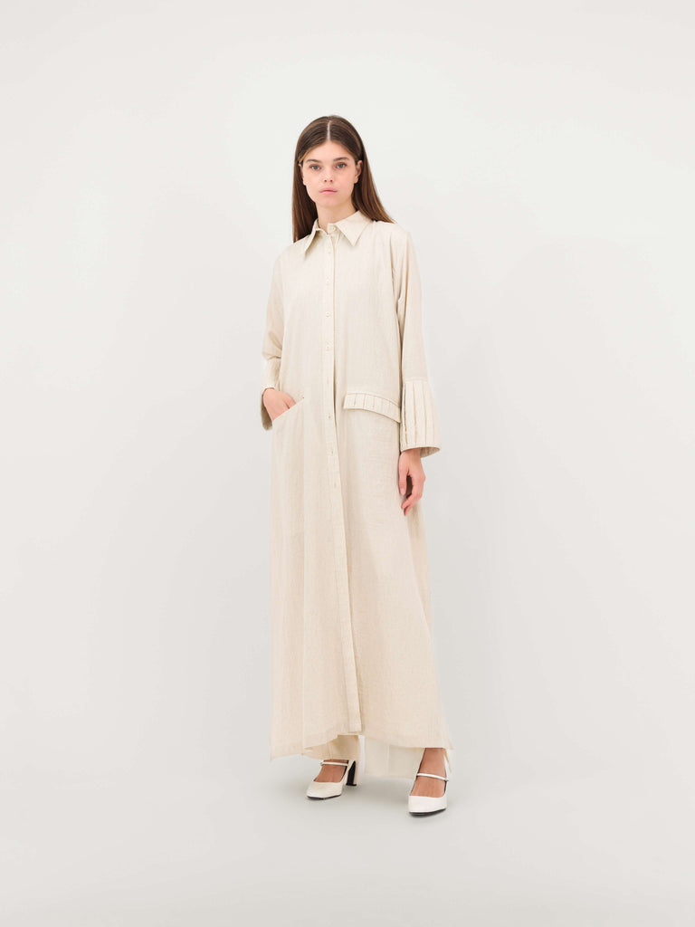 Pleated Cuff Linen Outerwear